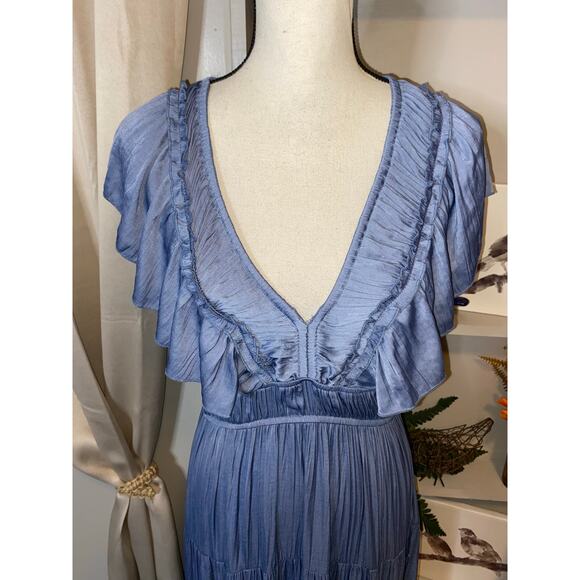 Joie NWT $128 size Medium Stunning Elegant Slate Blue Maxi Dress Tie Back - Picture 5 of 12